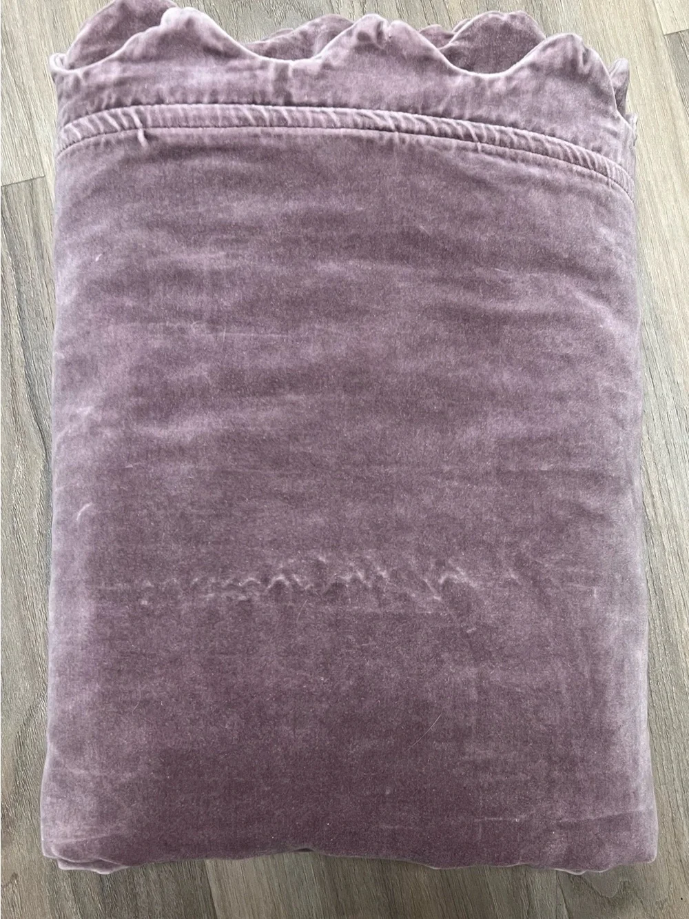 Anthropologie Trova Velvet Scalloped-Edge Curtain, Mauve